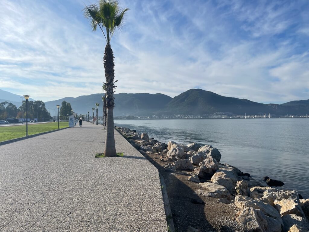 Gardone Riviera lakeside palm trees promenade