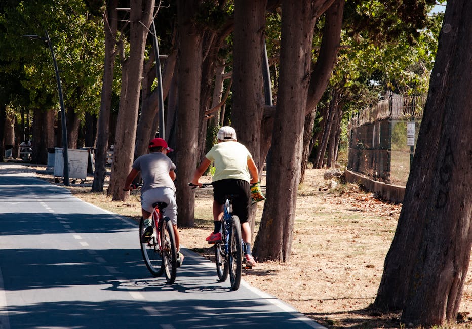 Deux cyclistes sur la piste ombragée du Parco del Taro