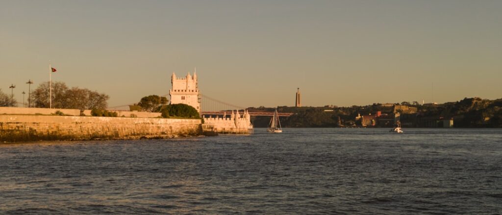 Belem Tower riverside sunset view