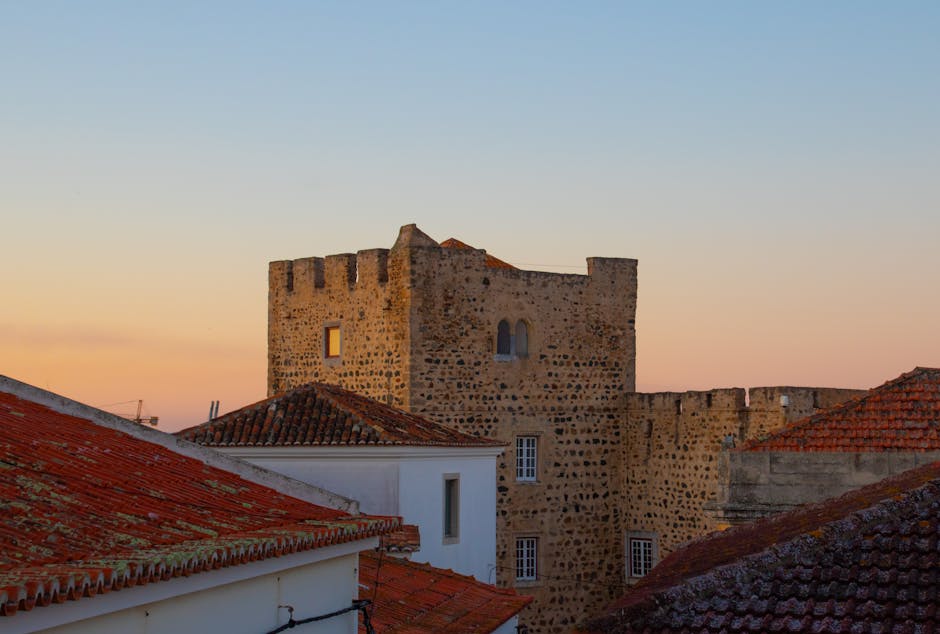 Obidos castle walls sunrise