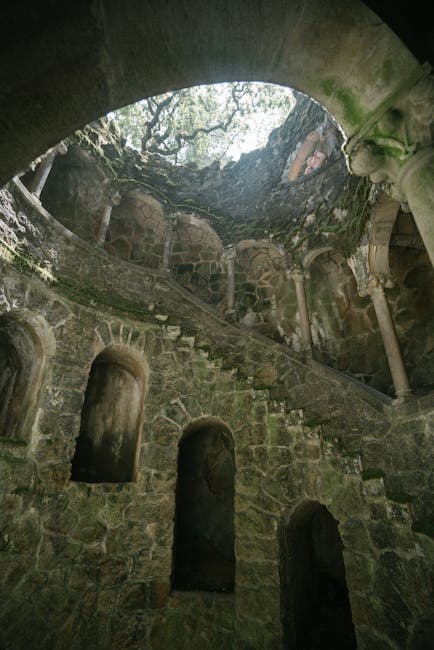 Quinta da Regaleira gardens misty morning