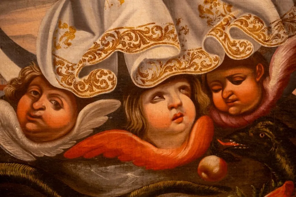 Nahaufnahme eines Botticelli-Gemäldes in der Accademia Carrara