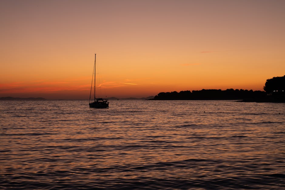 Miramare sunset over Adriatic sea view