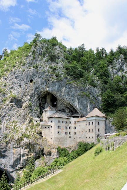 Road to Predjama Castle through karst landscape