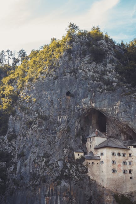 Predjama Castle at sunset