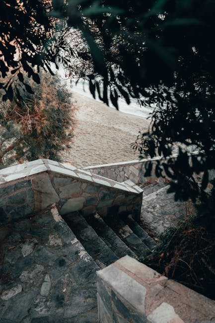 Seaside steps Miramare access rocky beach