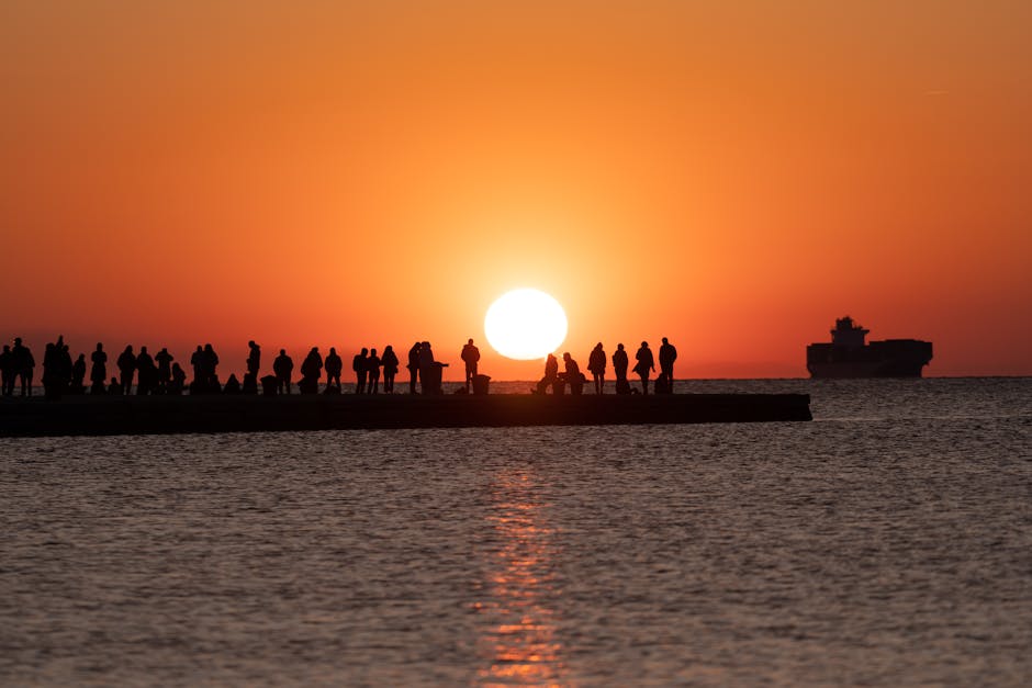 Trieste sunset tourists watching