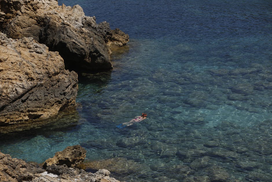 Rocky cove ideal for snorkeling along Trieste's coastal path