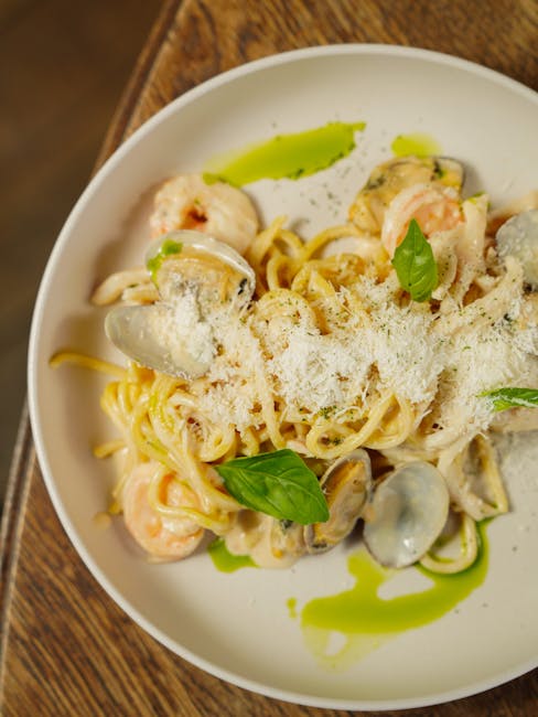 Dettaglio di linguine ai frutti di mare