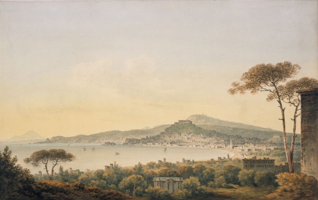 Peinture ancienne représentant la baie et la côte proche de Capri
