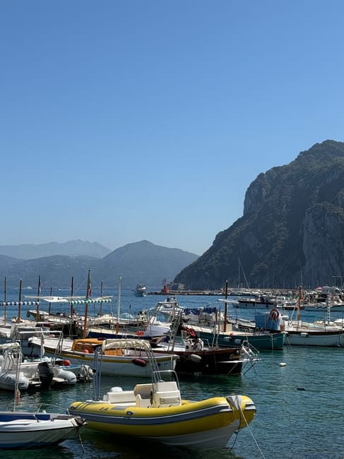 Terrace overlooking Marina Piccola with boats