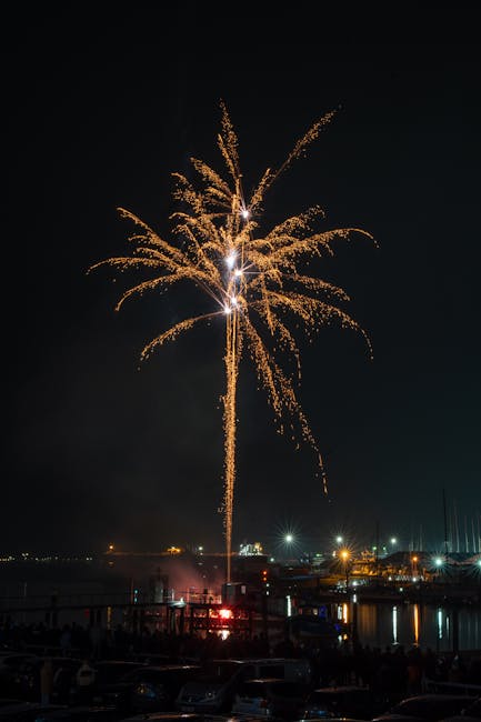 Fuochi d'artificio sopra il porto durante festa notturna a Palermo