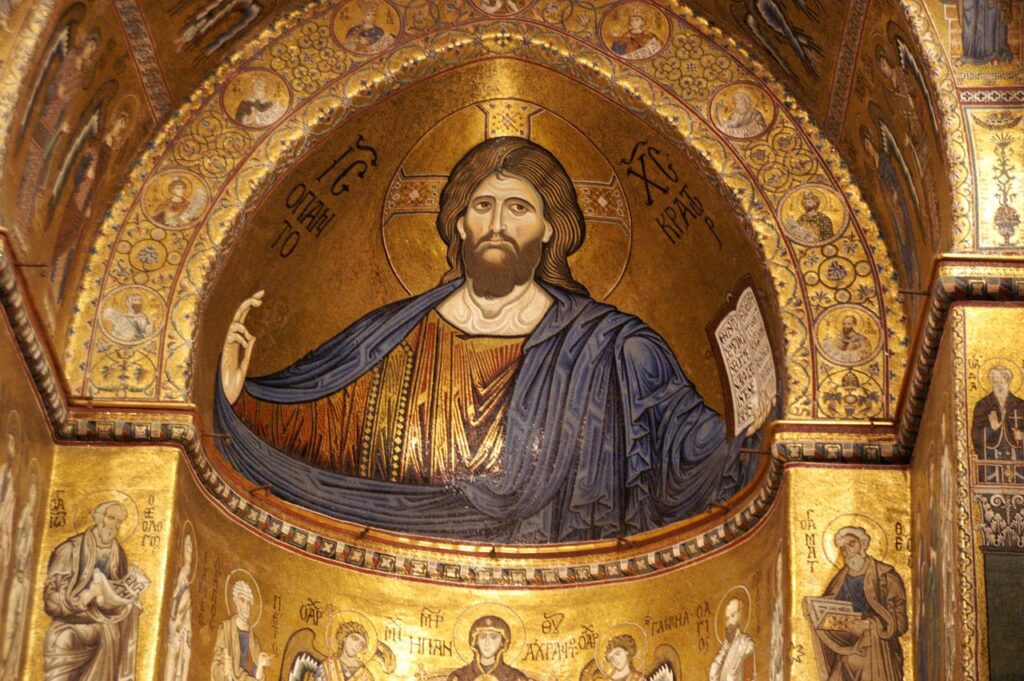 Cristo Pantocratore in mosaico nell'abside della cattedrale di Monreale