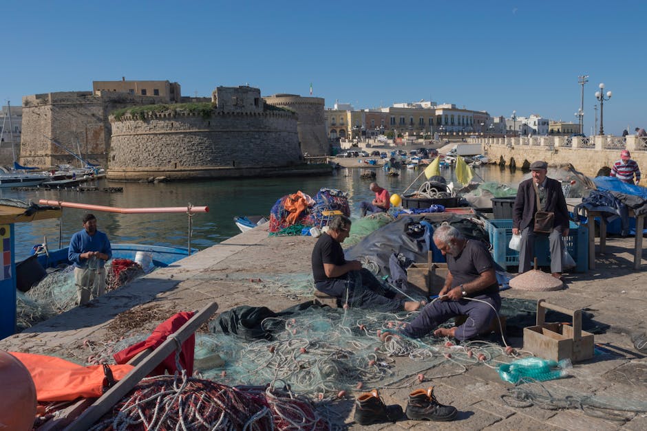 Vissersnetten die drogen in Porto di San Feliciano