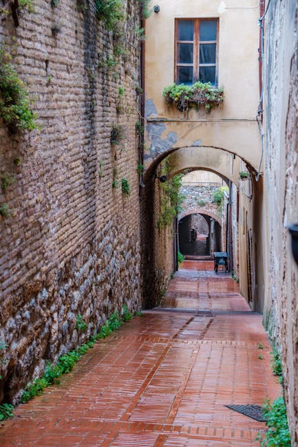 morano calabro narrow alley with frescoed wall