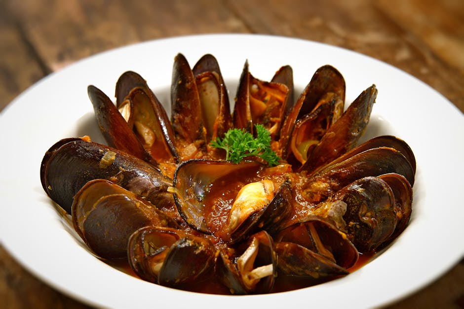 Moules à la sauce tomate servies dans un bol, spécialité maritime de Bari