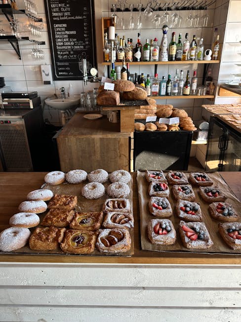 Comptoir de pâtisseries et pains artisanaux dans un café de Catane
