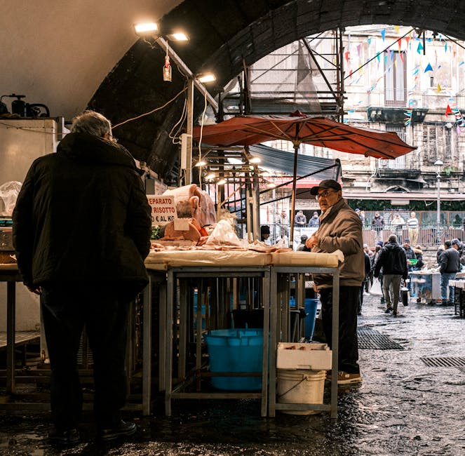 kraampjes op de vismarkt van Catania