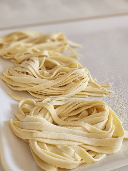 Fresh tajarin pasta on display