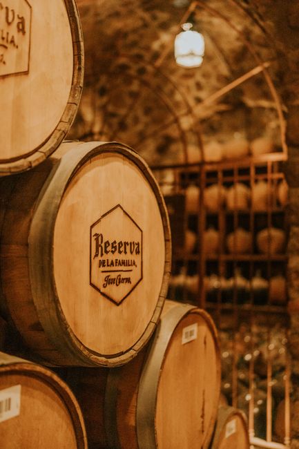 Weinfässer in einem Keller, typisch für Piemonts Weintradition