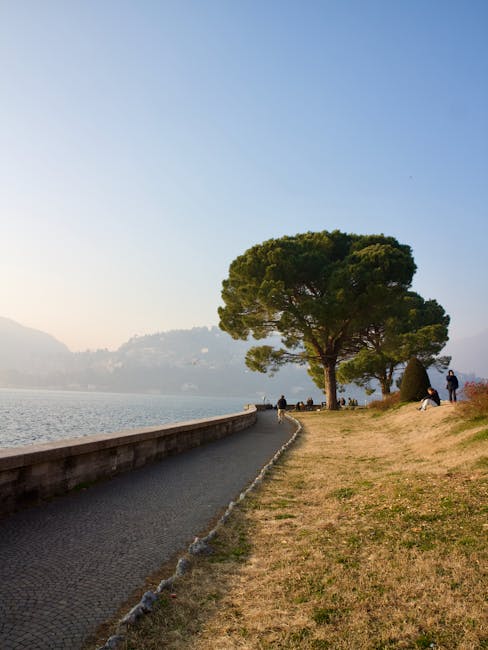 Morning lakeside walking path at Castel Gandolfo