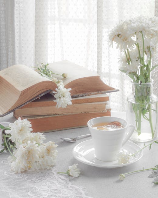 tazza di tè e libri