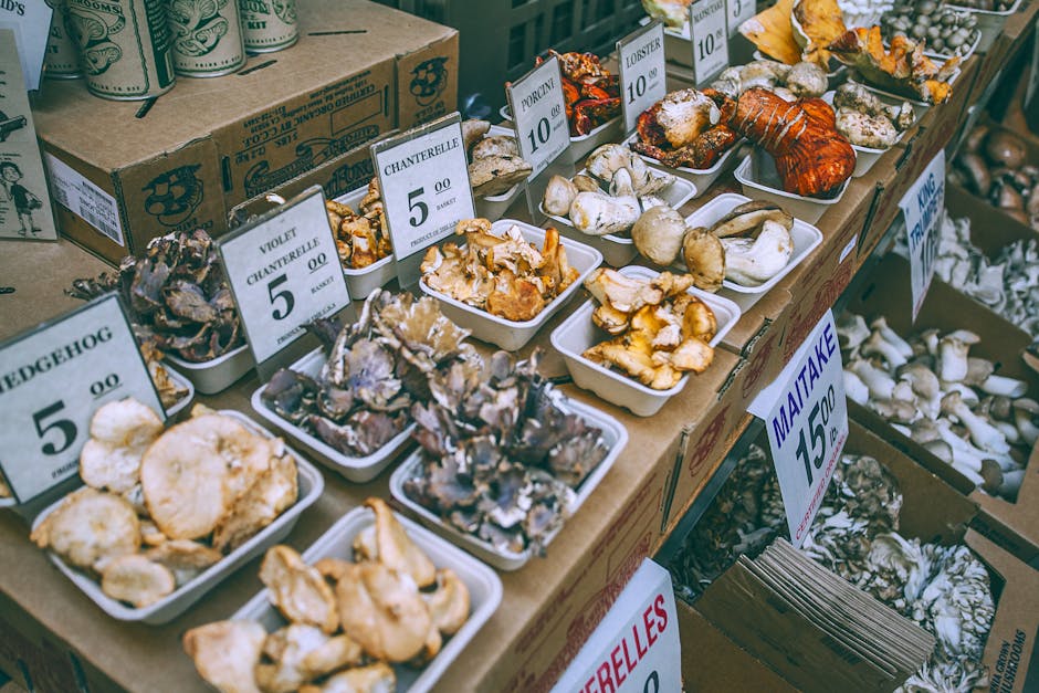 Local market porcini display