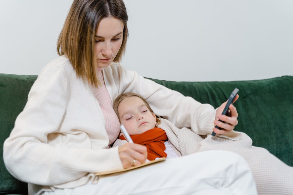 Parent checking phone during an outing