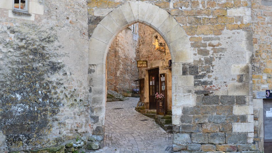 Medieval stone street and archway in Perugia