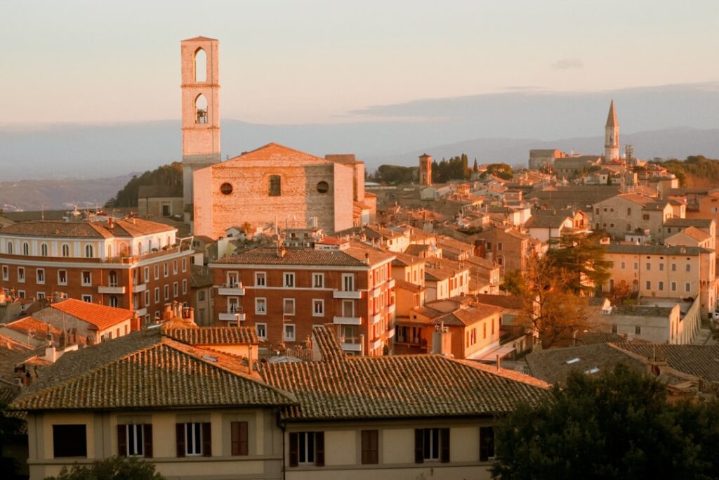 Perugia skyline at sunset