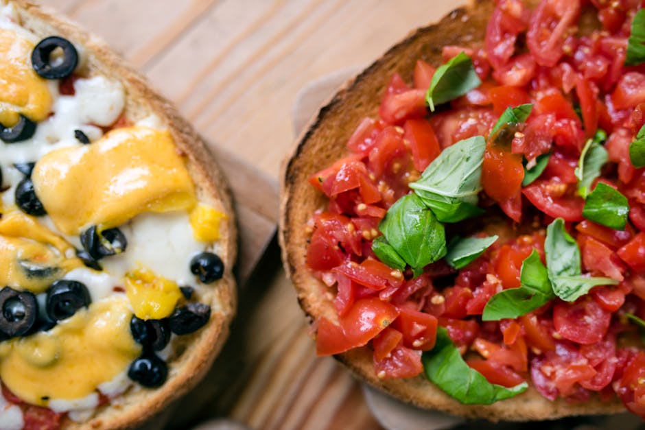 Assorted bruschetta with tomato, cheese and cured meats from Piazza Matteotti market