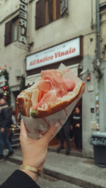 Straatverkoper met Italiaanse panini in Perugia