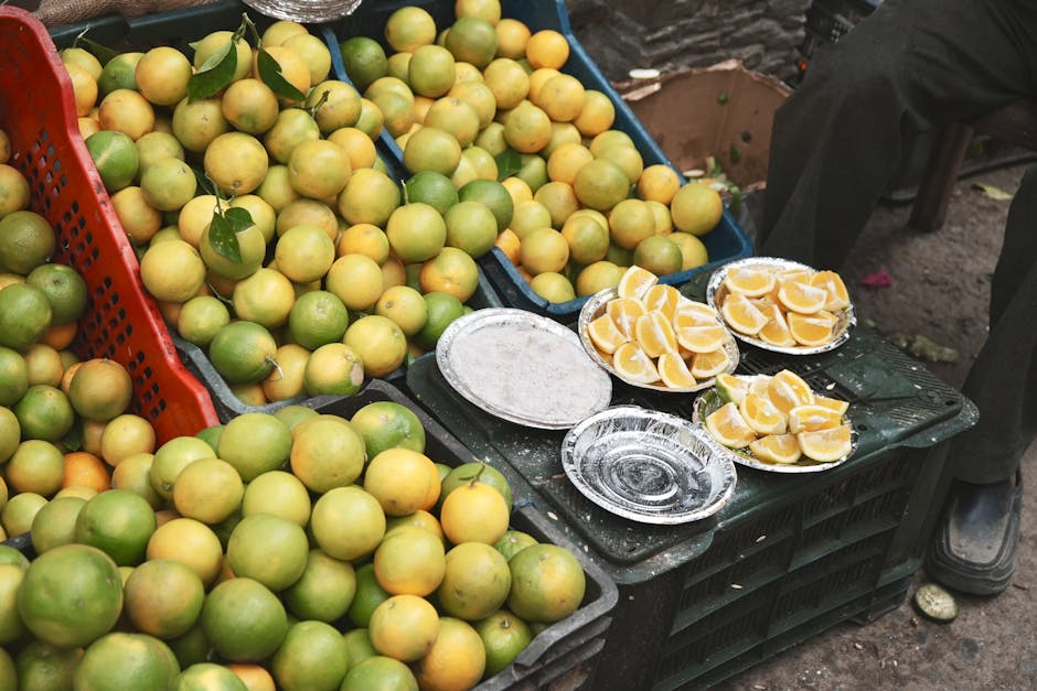 Colorful citrus stall at Varvakios