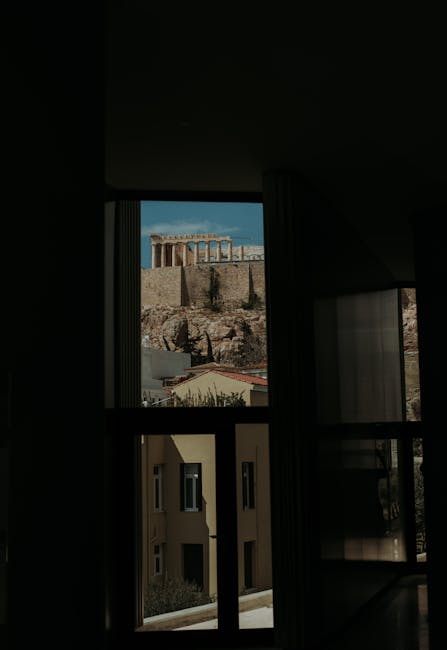 Interior view of Acropolis Museum with Parthenon visible