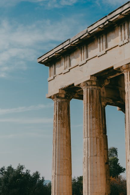 Columns of the Hephaestion in the Ancient Agora in the afternoon