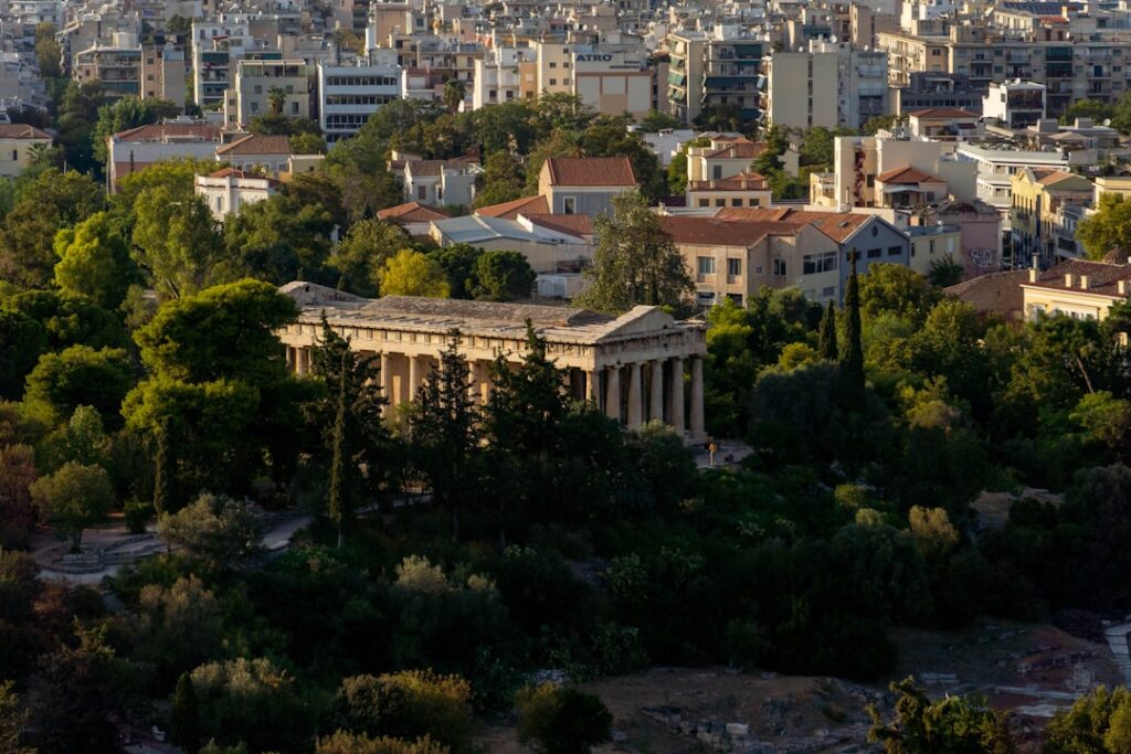 Ancient Agora ruins in the afternoon light