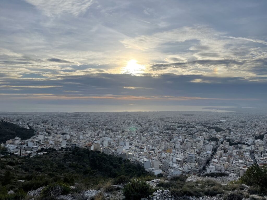 Sunset view from Mount Lycabettus over Athens