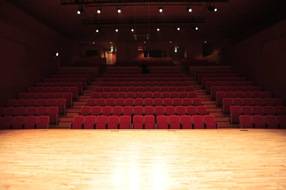 Interior of Megaron Athens Concert Hall with audience and stage lights