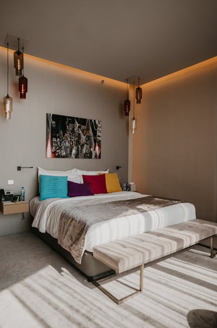 Interior of a modern hotel art suite in Athens