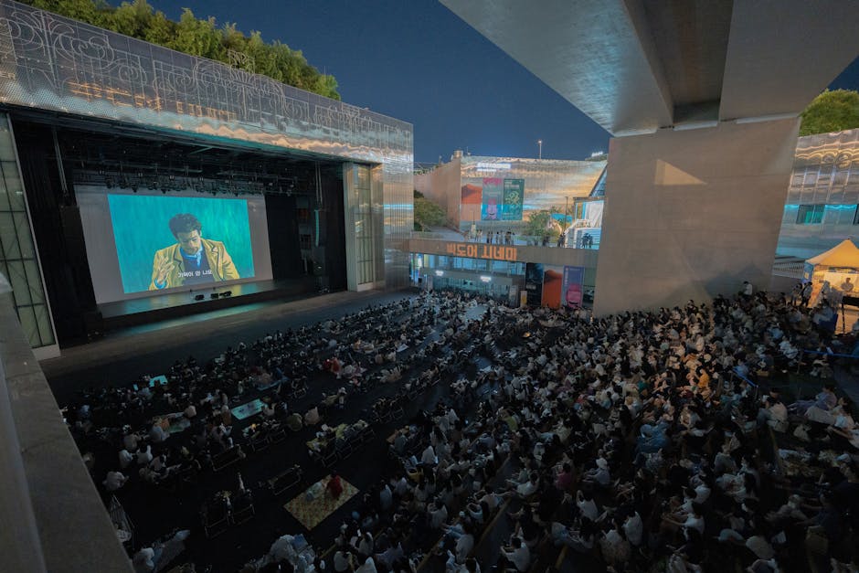 Outdoor free film screening at Agias Irinis Square in Monastiraki