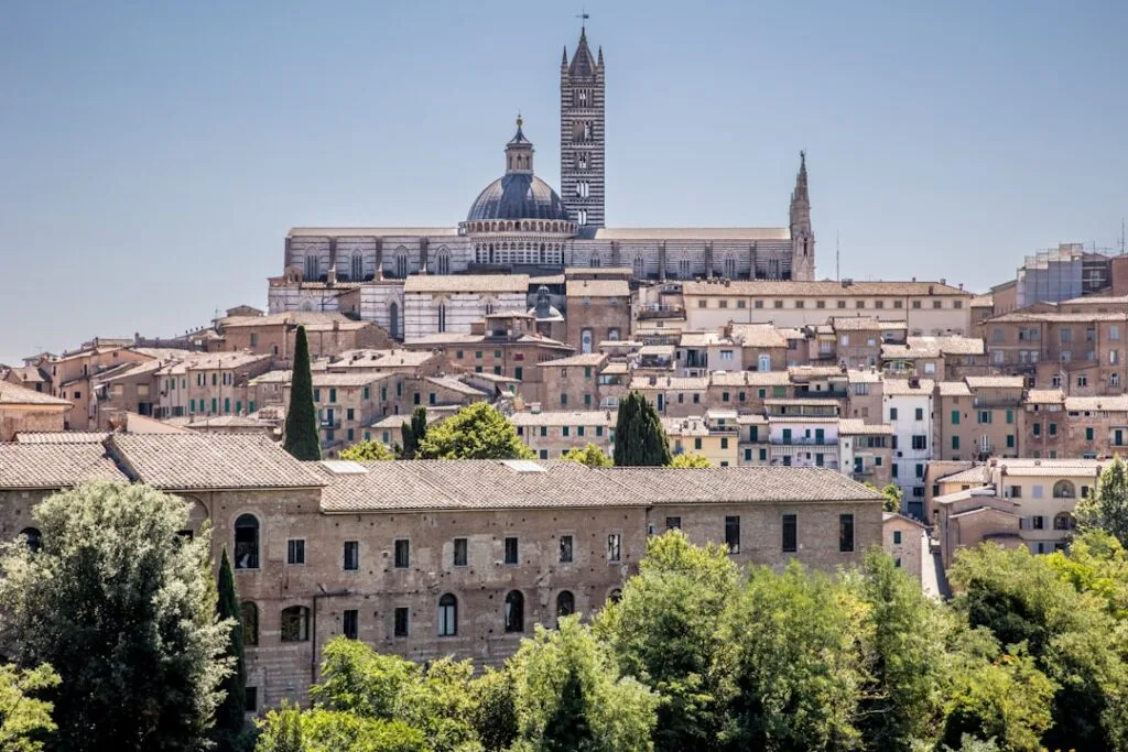 Panorama des toits siennois avec la cathédrale de Sienne en arrière-plan