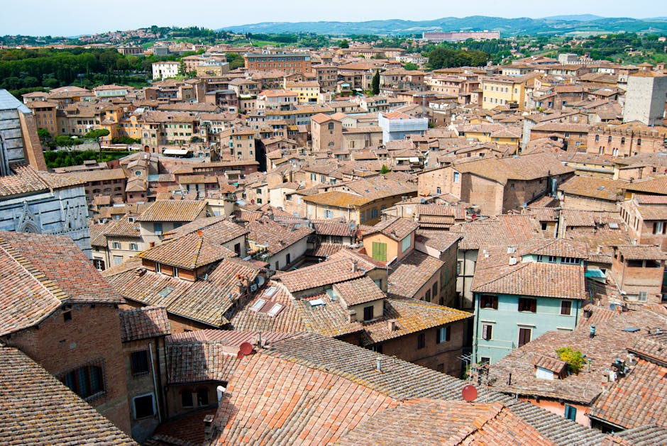 Siena city rooftops panorama
