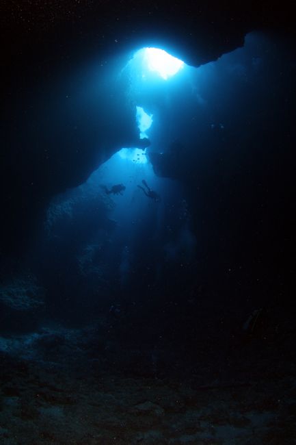 Underwater sea cave entrance at Kolymbia