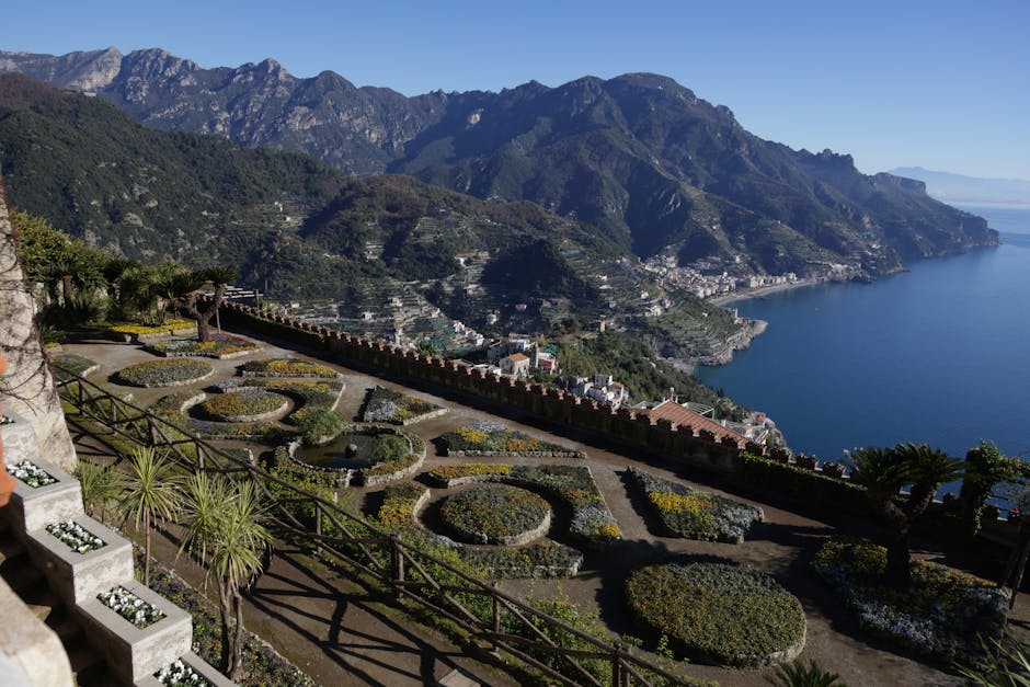 panoramic terrace with multiple levels overlooking the sea