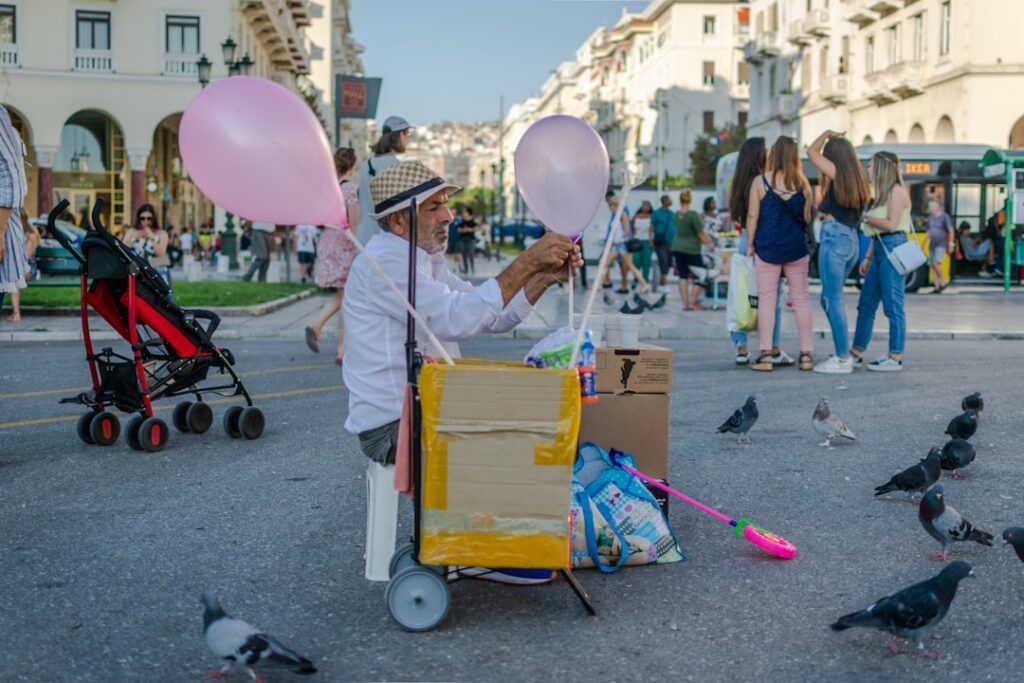 Venditori ambulanti per le strade di Salonicco