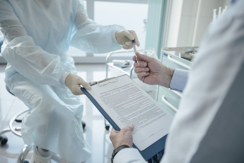 Viaggiatore che mostra documenti di assicurazione medica sul lungomare di Kotor