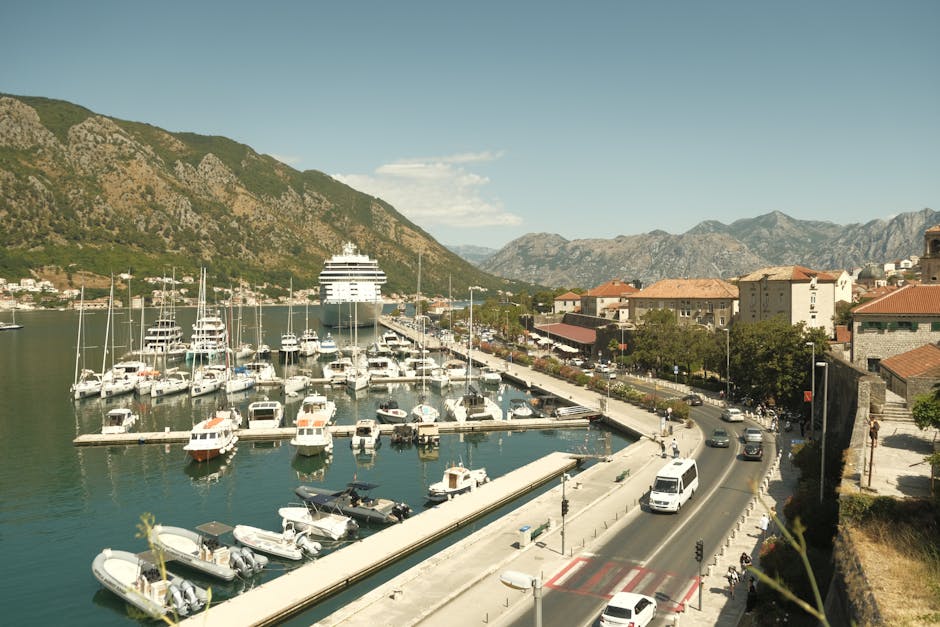A taxi waiting near Kotor's Old Town
