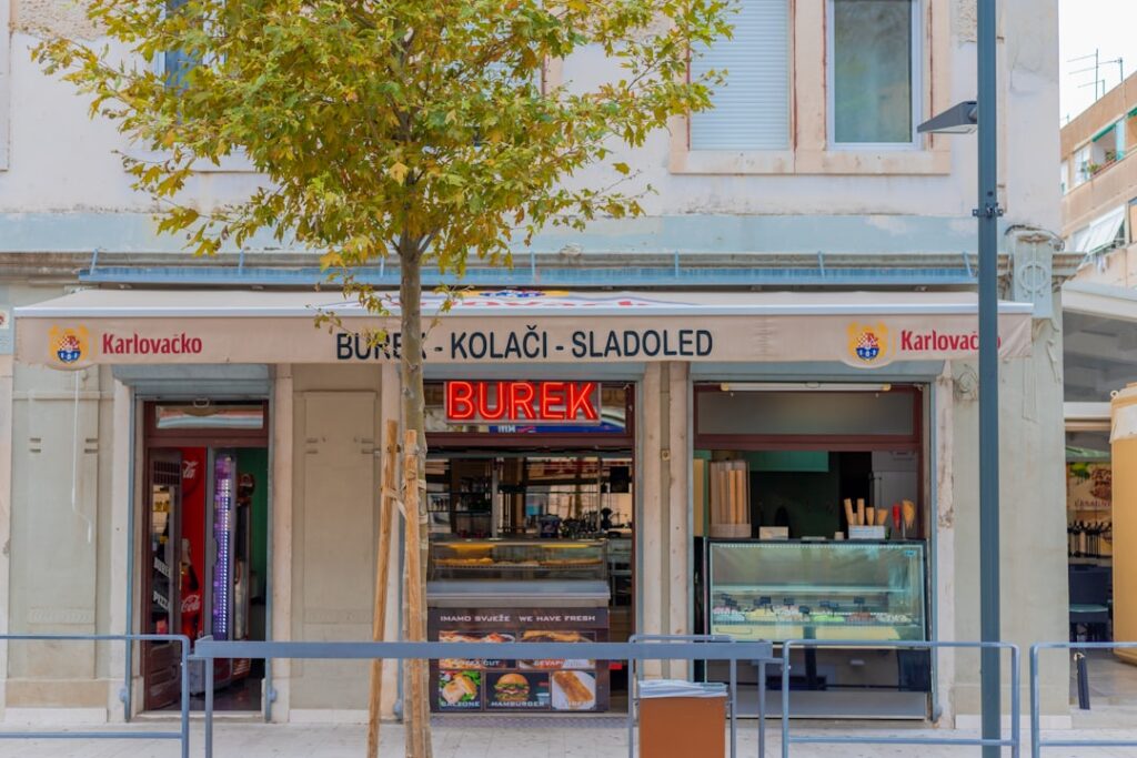 Local bakery selling burek and pastries in Kotor