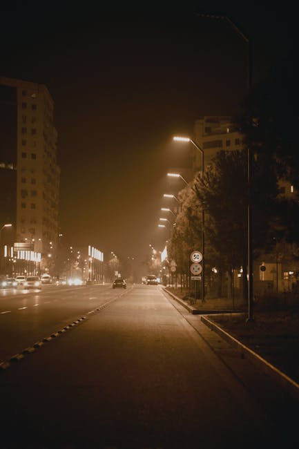 Tirana boulevard at night
