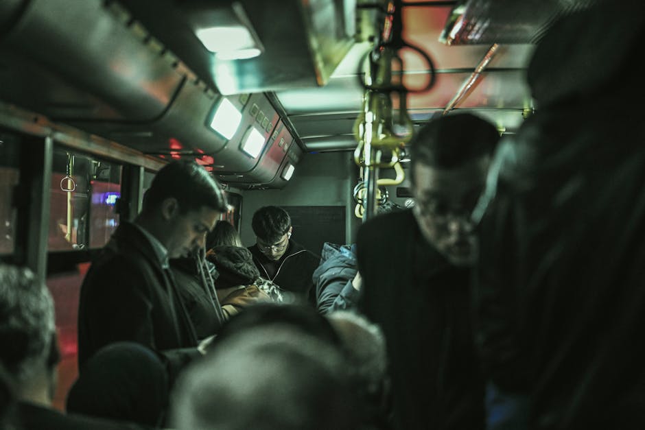 Inside a local bus with crowded passengers during rush hour